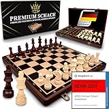 APEQi® Premium Schach - Schachspiel Holz HOCHWERTIG - Massivholz, 38x38cm, 2 EXTRA-Damen,...