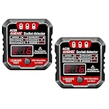 2pcs Steckdosentester mit RCD-Prüfung und LCD-Voltage-Display, Kontrollleuchten-Anzeige,...