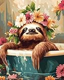 JWPSHIJIE Tierfaultier und Blumen Kreuzstich Gestempelte Kits,Stickgarnituren...