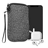 kwmobile Handytasche für Smartphones S - 4,5' - Neopren Handy Hülle Anthrazit Weiß - Handy Tasche...