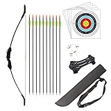 HANSPY Pfeil und Bogen Set für Junior Jagd Anfänger Bogen Recurve Bogenschießen Langbogen Outdoor...