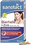 sanotact Bierhefe + Zink • 60 Tabletten Haut Haare Nägel Vegan • Haar Vitamine mit Bierhefe,...