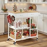 VASAGLE Küchewagen mit Rollen, mobiler Servierwagen mit Stauraum, Kücheninsel, 45 x 98,7 x 90 cm,...