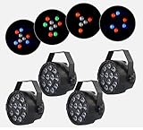 CLEADONG 4 Stücke 12 LED Par Scheinwerfer Bühnenlicht, Bühnenlicht Partylicht RGB Discolicht...