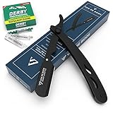 Van De Boos® Rasiermesser-Set mit 100 Derby Wechselklingen - Hochwertiges Edelstahl Barber...