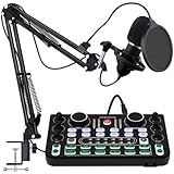 RUBEHOOW Mixer Kit Live Soundkarte DJ Controller Schnittstelle, mit BM800 Mikrofon für Live,...