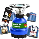 Magnum Campingkocher inkl. 4 Gaskartuschen - robuster Gaskocher mit Kartusche – Camping Gaskocher...