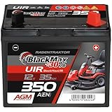 BlackMax Rasentraktor Batterie 12V 35Ah 350A (Pluspol rechts) - U1R-9 +30% Starterbatterie (12 Volt)...