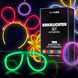 Vivaloo Glow Sticks Party Set 100 Stück - Leuchtstäbe mit Verbinder für Leuchtarmbänder, Party...