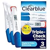 Clearblue Schwangerschaftstest Triple-Check Ultra Früh Kombipack, Ergebnisse 6 Tage früher, 3...