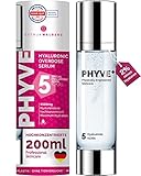 Hyaluron Serum hochdosiert PHYVE 200 ml, VEGANES Feuchtigkeitsserum für das Gesicht, MADE in...