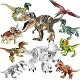 Huten 10x Dinosaurier Block Spielzeug Set, Jurassic Figuren Spielzeug - Tyrannosaurus Rex...