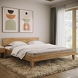 skølm Asgard Massivholzbett 180x200 cm - hochwertiges Holzbett aus Eiche mit Kopfteil –...
