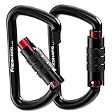 FresKaro Karabiner Schwarz, mit Drehsicherung, 12kN-1224kg Twist Lock, Aluminium, Ultraleicht...