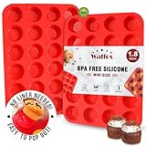 Walfos Mini Silikon Cupcake Pan Set,2 Stück Mini 24 Tassen Muffin Form, BPA frei und...