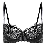 DOBREVA Damen Dirndl BH Push Up Balconette Spitzen BH Große Größen Sexy Soft Transparent...