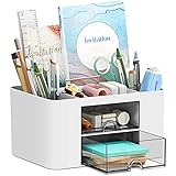 PAMIYO Schreibtisch Organizer 7 Fächer Plastik Büro Organizer, Multifunktionaler Stiftehalter...