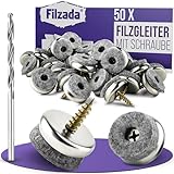 Filzada® 50x Filzgleiter Schrauben Ø 24 mm - hochwertige Möbelgleiter inkl. Bohrer -...