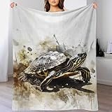 3D-Druck Schildkröte Aquarellkunst Plüsch-Flanelldecke für Erwachsene, warm, für den Winter,...