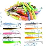 ELEpl 50 Stück 7.5 cm Gummifische Set Eingearbeitete Reflektierende Pailletten mit Transparenter...