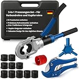 Multischicht & Kupfer Presszange TH‑V mit 10 Backen – Komplettset mit Rohrschneider,...