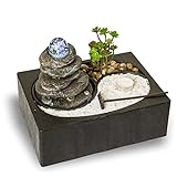 Zimmerbrunnen mit LED-Beleuchtung | Tischbrunnen mit Wasserfall und beweglicher Glaskugel |...