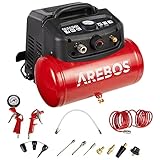 Arebos 6L Druckluftkompressor 1200W | 180 L/min Saugleistung | 8 bar Kompressor inkl. 13-tlg....