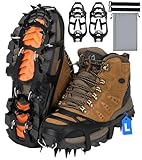 Steigeisen für Bergschuhe, 19 Spikes Edelstahl Anti-Rutsch EIS Schnee Grips für Schuhe Stiefel,...