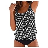 Tankini Damen Bauchweg Mehrfarbig Tankini Set Push Up mit Oberteile und Badeshorts Badeanzug...