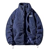 Generisch Cord Übergangsjacke Herren Winterjacke Classic Outdoorjacke mit Reißverschluss Warme...