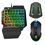 Einhandverdrahtete mechanische Feel-Tastatur mit Hintergrundbeleuchtung+RGB Gaming Mouse...