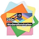 OfficeTree 250x Moderationskarten Rechteckig 20 x 9,8 cm - Metaplankarten Rechteckig 6 Farben -...