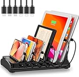 Bototek Ladestation mehrere Geräte, ETL-gelistet, 60W 6 Ports Ladestation für iPhone, iPad, Handy,...