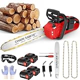 16 Zoll Akku-Kettensäge, Kettensäge mit Akku, 4 * 4000 mAh Akku, 2200W Bürstenlose Kettensäges...