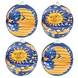Bluelves Sankt Martin Laterne mit Mond Motiven, 4 Stück Mondlaterne Papier Lampion Ø 24cm -...
