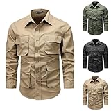 Langärmeliges Cargo-Hemd für Herren, leichte Jacke mit Knopfleiste und Pattentaschen, leger,...