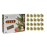 10210254GB - Baumkerzen-Set 40-teilig, 20 goldene Baumkerzenhalter 15 mm und 20 Bienenwachs-Kerzen...