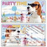 12er Set PARTY-HUND Einladungskarten - lustige Premium Einladung zum Kinder-Geburtstag oder Party...