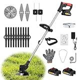 CONENTOOL 600W Akku Rasentrimmer Mit 2X 2000Ah Akku, 21V Rasenkantenschneider Mit 4 Arten Von...