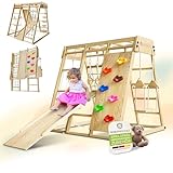 Juskys Maxi Klettergerüst für Kinder - Indoor Spielplatz mit Rutsche, Kletterwand, Kletternetz &...