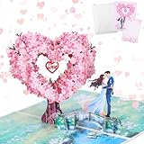 DOPENSPI Pop Up Hochzeitskarte, Liebe Herz Kirschblütenbaum Muster Hochzeitskarte Grußkarte mit...