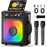 HWWR Karaoke Maschine Karaoke Anlage Mit 2 Mikrofonen, Karaoke Set Tragbare Karaoke Maschine Mit 2...