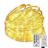 btfarm Lichterschlauch Aussen mit Fernbedienung, 10M 100 LED Schlauch Outdoor mit Timer...