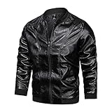 leather jacket men winter bikerjacke herren schwarz gold kunstlederjacke herren 3xl jacket men...