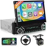 Single-Din-DAB+-Autoradio mit kabellosem CarPlay Android Auto, 7-Zoll-Radio mit automatisch...