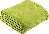 REDBEST Microfaserdecke Amarillo, Fleece-Wohndecke, Sofadecke grün Größe 150x200 cm - kuscheliger...