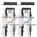 VEVOR Fahrradständer, 4 Fahrradständer und 2 Helmhaken, Wandhalterung für Fahrradaufbewahrung,...