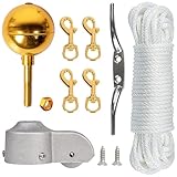 PLCPDM Rostbeständiges Fahnenmast-Montage-Set aus Aluminiumguss, mit 15 m langem Seil und...