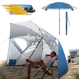 Menz Sonnenschirm Strand windfest stabil Ø 240 cm - Funktionale UPF 50+ Sonnenschirm Muschel,...