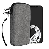 kwmobile Handytasche für Smartphones L - 6,5' - Stoff Handy Hülle Dunkelgrau - Handy Tasche mit...